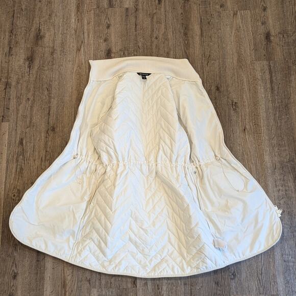 ATHLETA Mendocino Quilted Puffer Coat Magnolia White Midi Length Womens Medium M - Picture 4 of 10